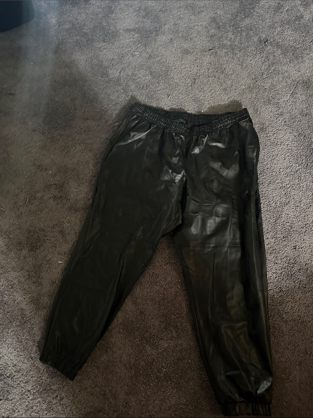 Eloquii Black Faux Leather Cropped Jogger Pants